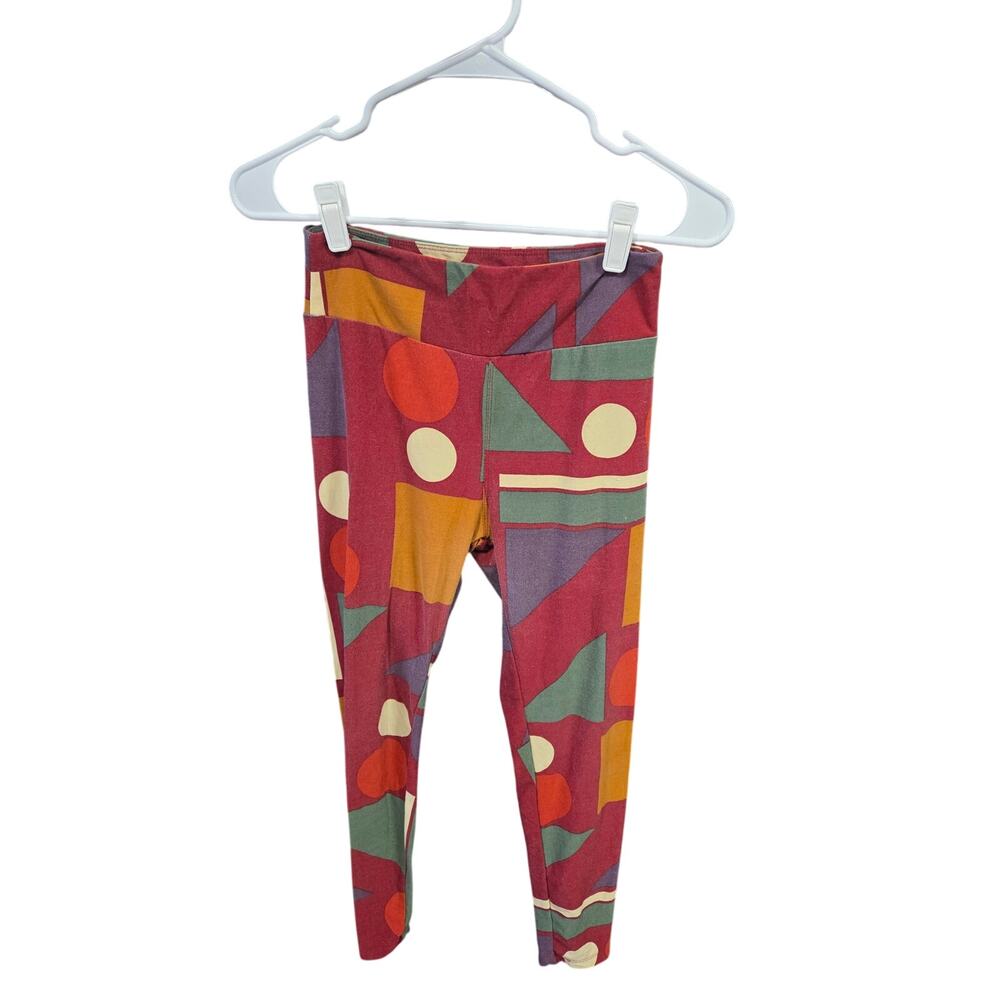 Red Shape Patterned Leggings - Lularoe - One Size